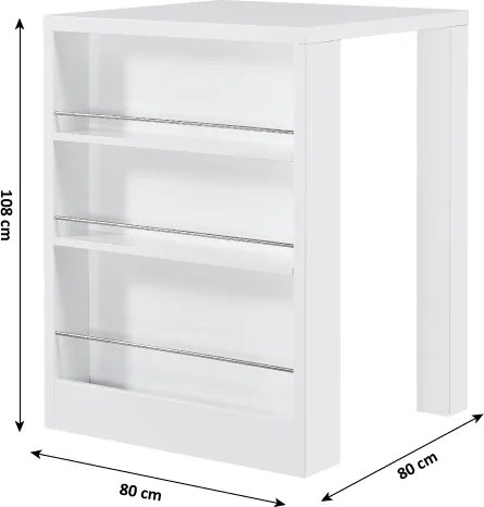 Barový stôl Bilbao - biely lesk / oceľ