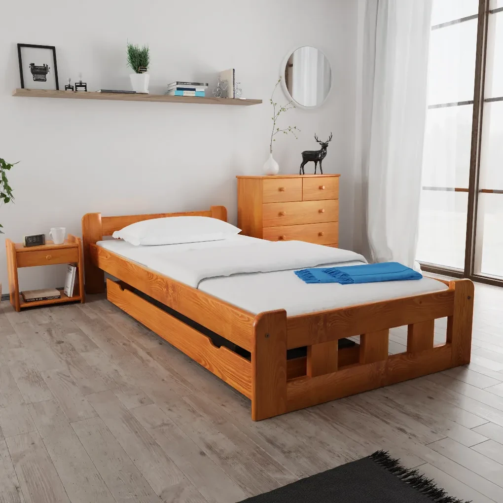 Posteľ Naomi zvýšená 80 x 200 cm, jelša Rošt: S lamelovým roštom, Matrac: Matrac Somnia 18 cm