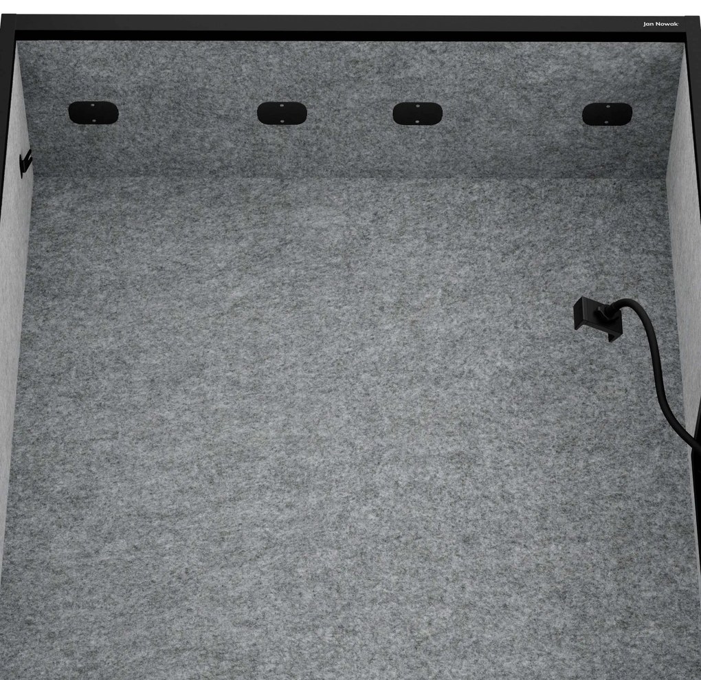 Akustická kabína SALLY MentalBox 1150 mm – čierny korpus, sivé sedadlo