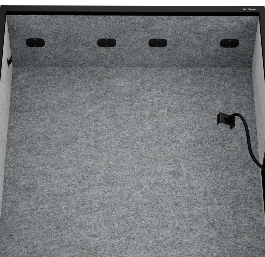 Kancelárska akustická kabína so sedadlom a portom USB-C, telo v čierny / sedák sivá v zelenej farbe, 1150 mm: SALLY MentalBox
