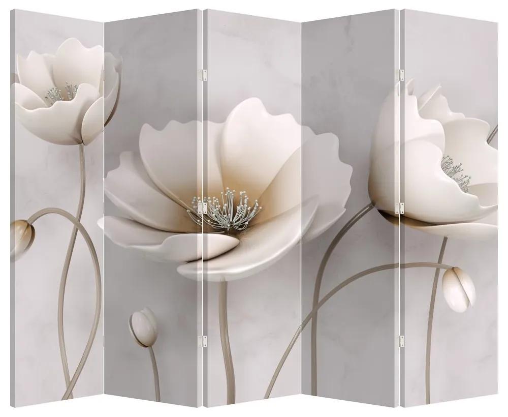 Paraván - Biele kvety (210x170 cm)
