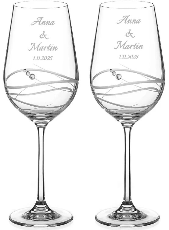 Dekorant Svadobné poháre na červené víno Venezia s kryštálmi Swarovski 470 ml 2KS