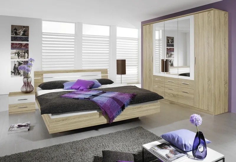 Šatníková skriňa Burano, 225 cm, dub sonoma/biela