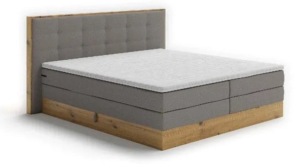 Posteľ Boxspring Frederic 180x200,sivá,dub, vr. matraca a topper