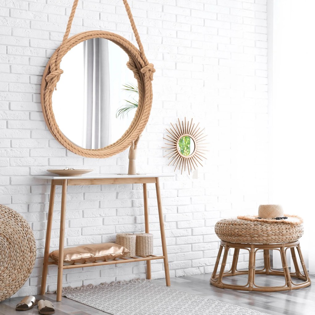 Rea Tutumi, okrúhle zrkadlo na lane 60 cm MW9901-60, hnedá, HOM-06334