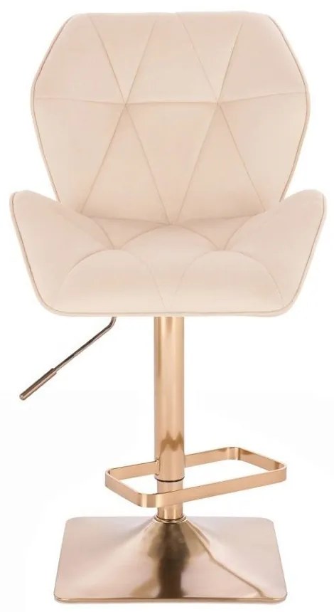LuxuryForm DESIGN Barová stolička MILANO MAX VELUR na zlatej hranatej podstave- krémová