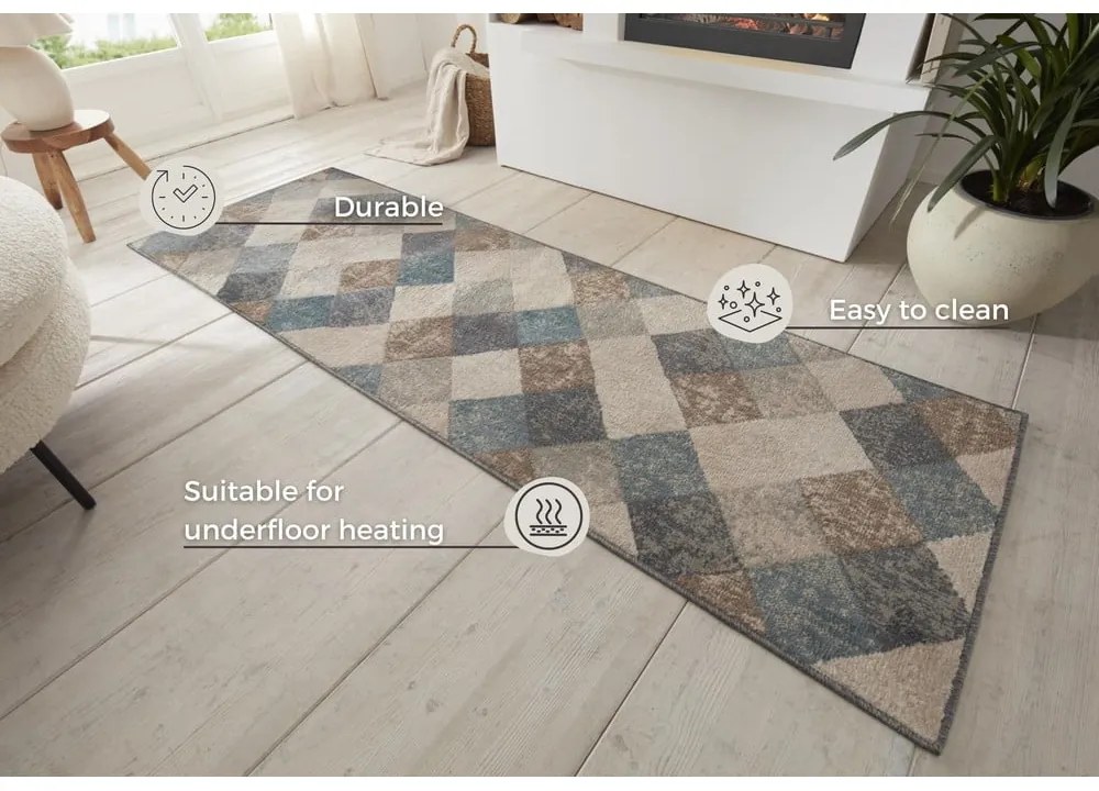 Modrý/béžový behúň 80x200 cm Terrain – Hanse Home