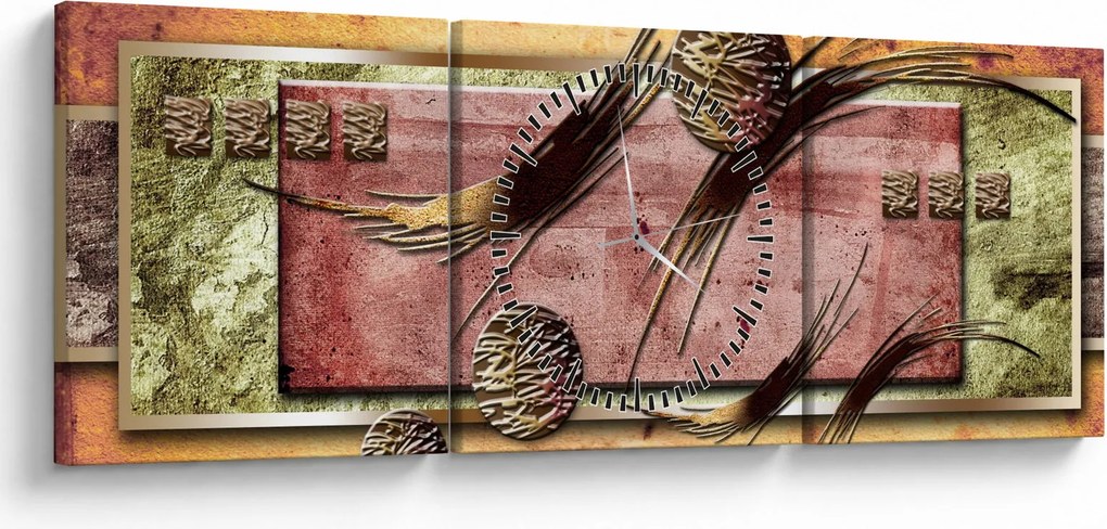 Abstraktný obraz (s hodinami) (90x30 cm)