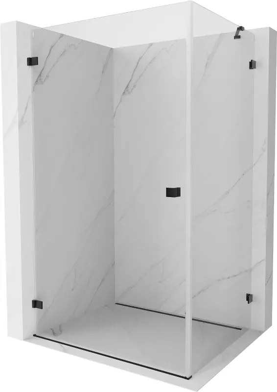 Mexen Lunar-B, výklopný sprchový kút ľavý 85 x 70 cm, 8mm číre sklo, čierny profil, 832-085-070-70-00-L