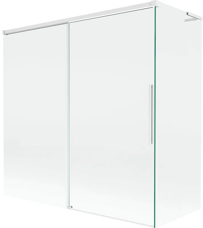 Mexen Rox, L posuvná 2-krídlová vaňová zástena 160 + 75 x 150 cm, 8mm číre sklo, biely profil, 8C9L-160-075-20-00