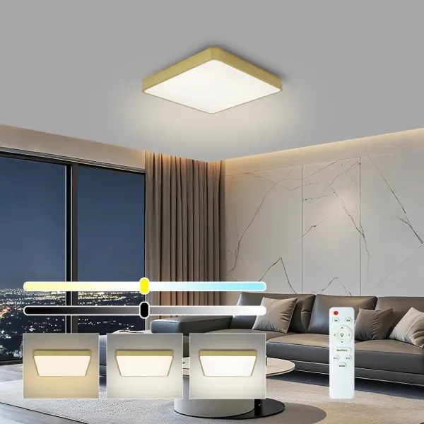 BRILAGI-LED stmievateľné stropné svietidlo POOL SQUARE LED/36W/230V 3000-6000K 40x40 cm zlaté + diaľkové ovládanie