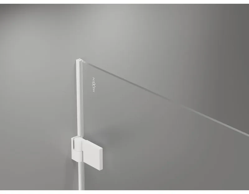 Mexen Lunar-B, výklopný sprchový kút ľavý 95 x 70 cm, 8mm číre sklo, biely profil, 832-095-070-20-00-L