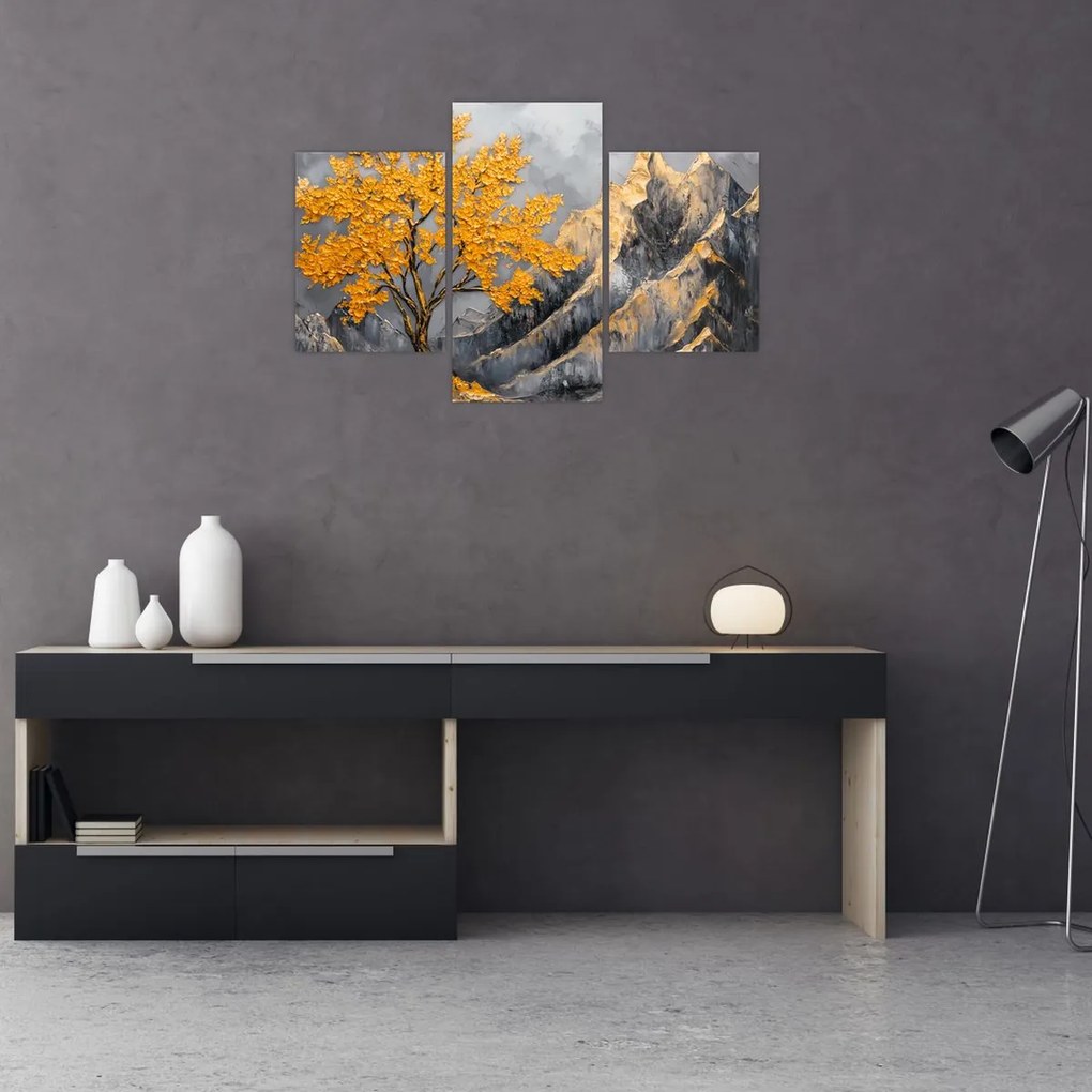 Obraz – Zlatý strom v horách (90x60 cm)