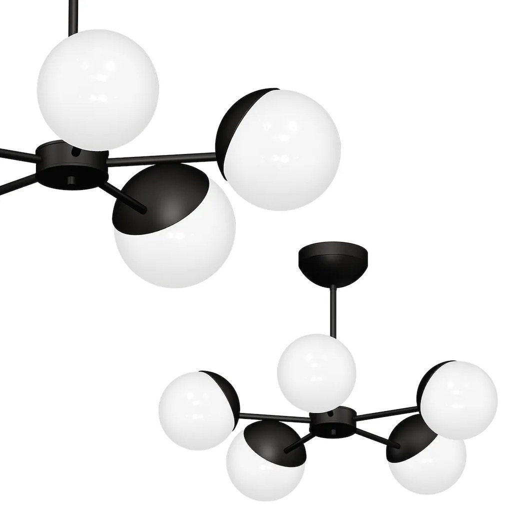 Stropné svietidlo Sfera, 5x biele sklenené tienidlo, b, x