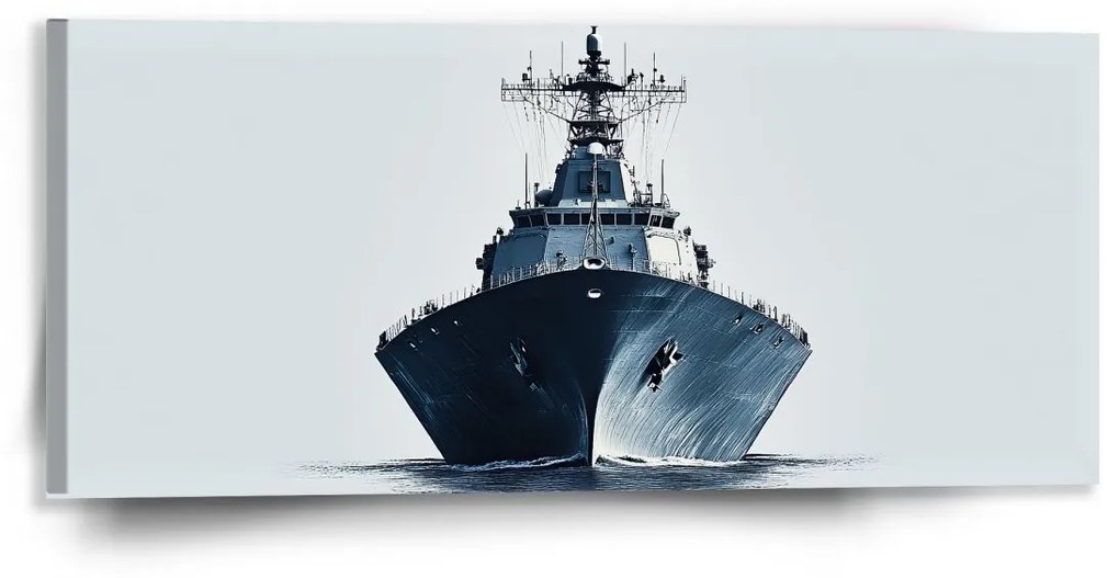 Sablio Obraz Vojnová loď na pokojnom mori - 110x50 cm