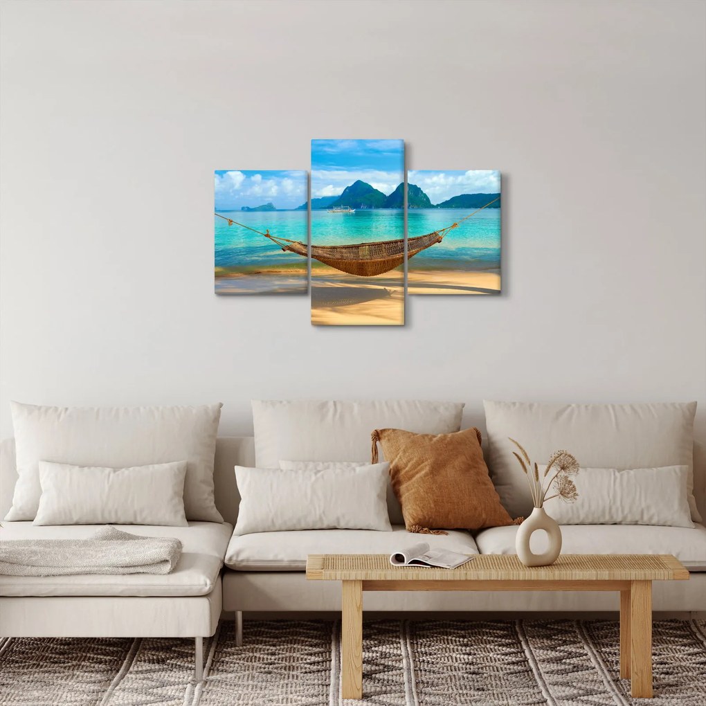 Obrázok hojdacej siete na pláži 3 (90x60 cm)