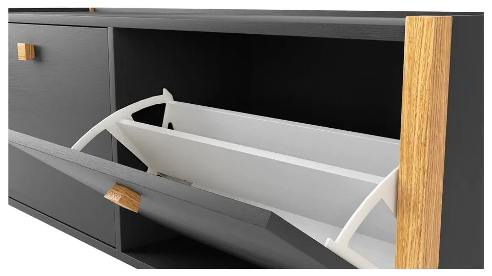 Tmavosivá lavica/skrinka na topánky Woodman Bode