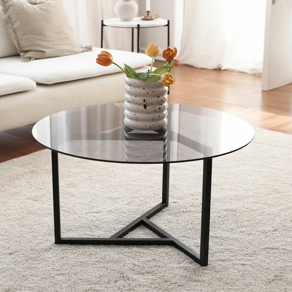 Čierny Konferenčný stolík Trio 75 × 75 × 42 cm HANAH HOME