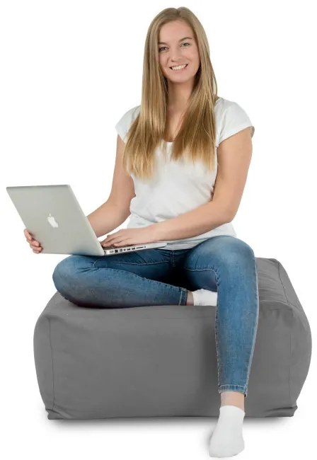 Plyšová taburetka kocka oceľová