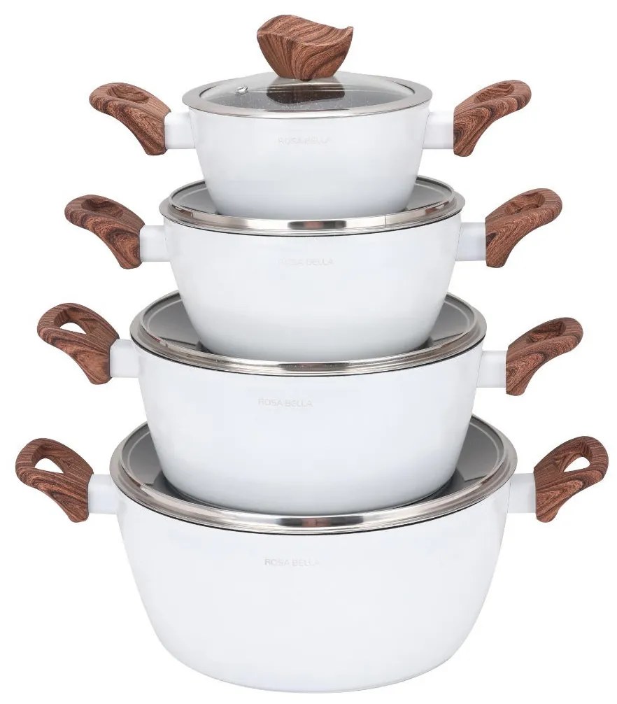 Wellhox ROSA BELLA biela 8-dielna sada hrncov