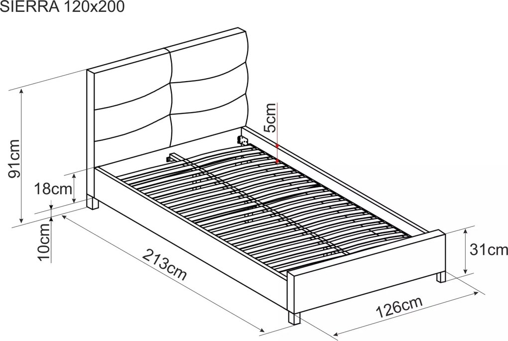 Jednolůžková čalouněná postel Sierra 120x200 Bluvel 28 béžová