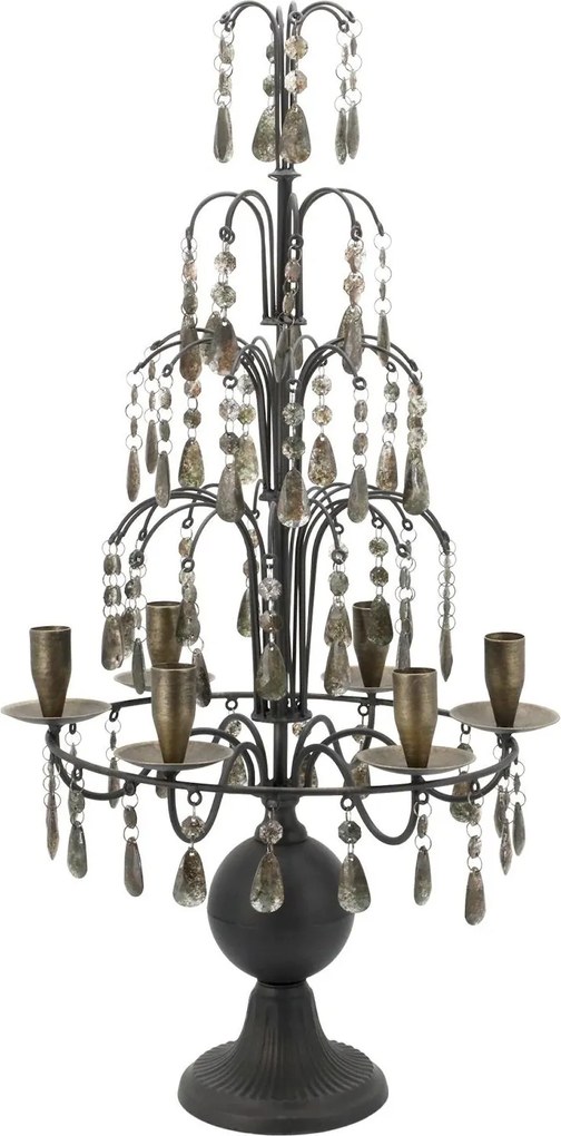 Mocca antik francúzsky svietnik s kryštálmi French Antique – 35,5*31,5*70 cm