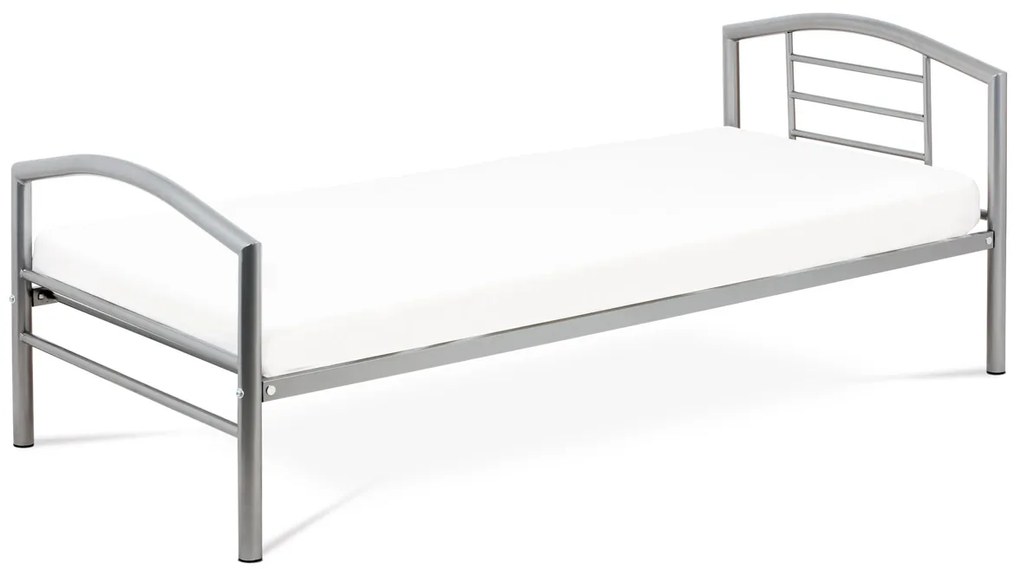 Autronic - postel jednolôžková 90x200 cm, kovová sivý lesk - BED-1900 SIL