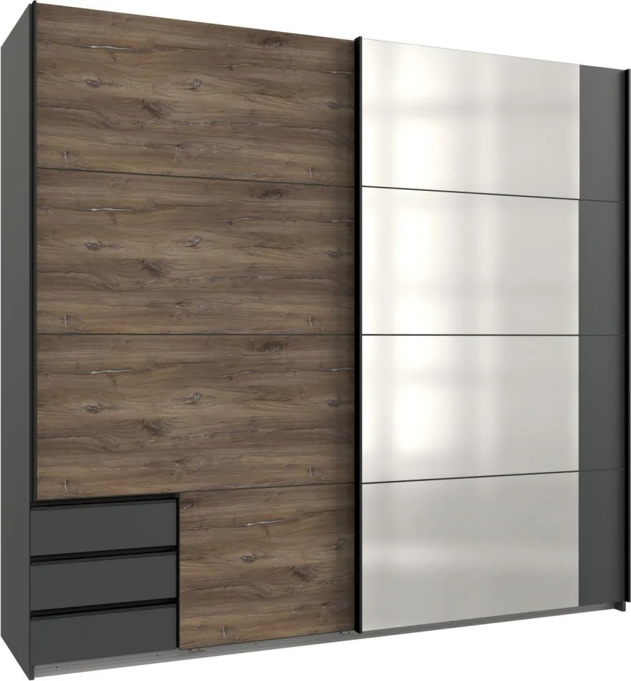 Šatníková skriňa Flensburg 225 cm, grafit/dub flagstaff