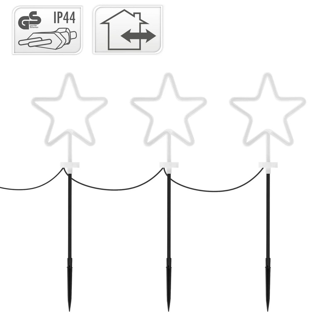 Sada 3 ks LED vánočních dekorací Lester teplá bílá