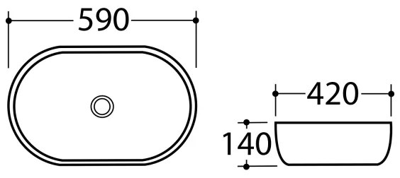 Sapho - Umývadlo na dosku DALMA 59x42 cm keramika/grigio