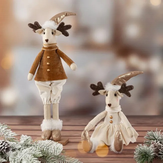 Vianočná dekorácia CHRISTMAS 228 krémová / šampanský (2ks)