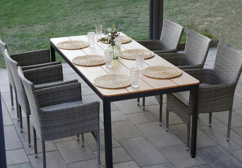 Záhradný jedálenský set Milano + 6x ratanové kreslo Bali PREMIUM