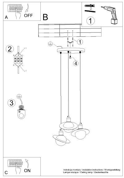 Sollux SL.1357 - Luster na lanku HYPERION 3xG9/8W/230V biela