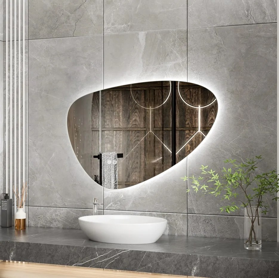 Erga Amelia, asymetrické LED zrkadlo 90x60 cm, 1955 lm, 6500K, zadné osvetlenie, ERG-V01-407-9060-00