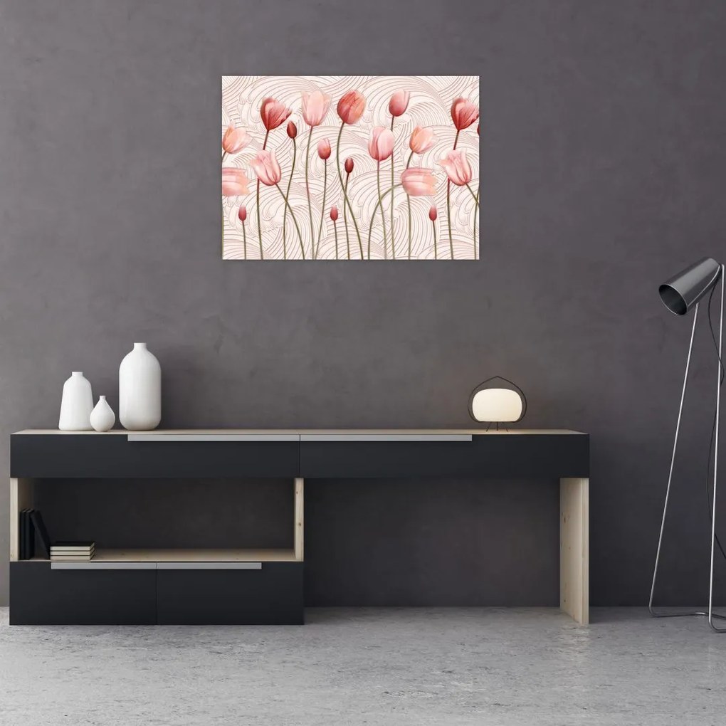 Obraz - Ružové tulipány (70x50 cm)