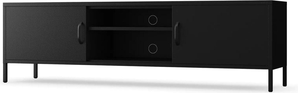Široká kovová TV skrinka XL na nožičkách, čierna, 1700x400x500 mm: ROSARIA
