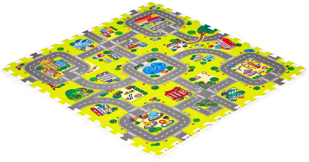 IPLAY Penová podložka  MESTO 9 prvkov, 90,5 x 90,5 cm