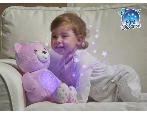 Chicco - Projektor s melódiou BABY BEAR 3xAAA ružová