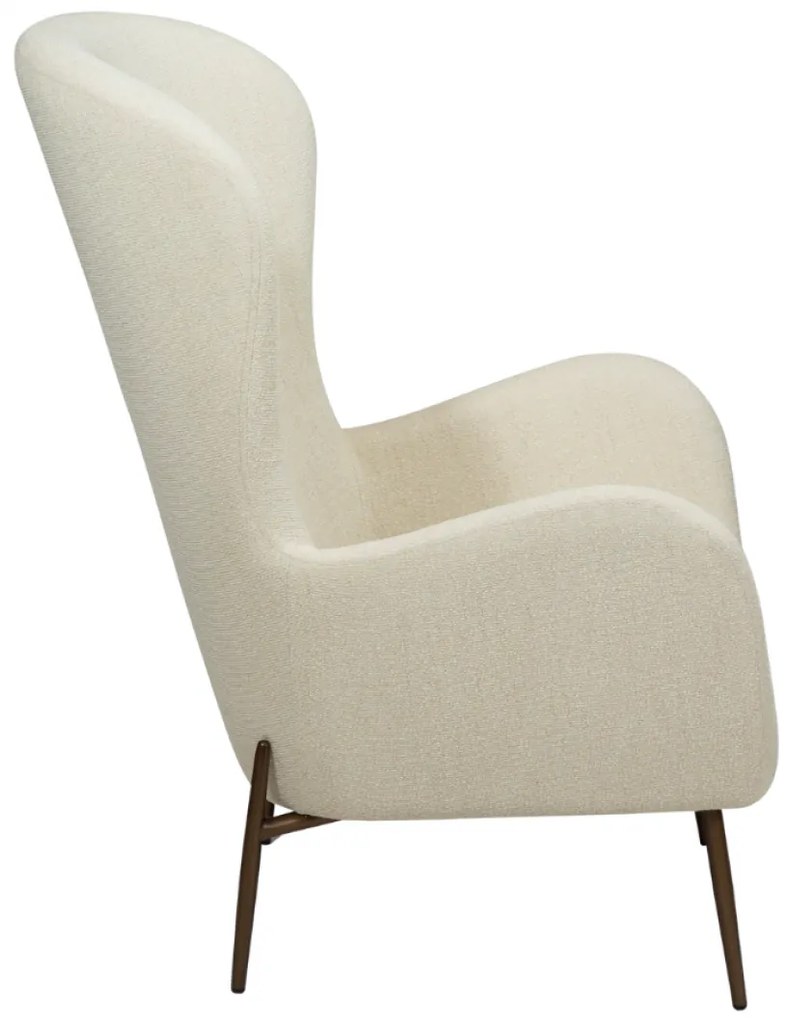 GLAM VYSOKÉ ČALÚNENÉ LOUNGE KRESLO bone white/antique brass