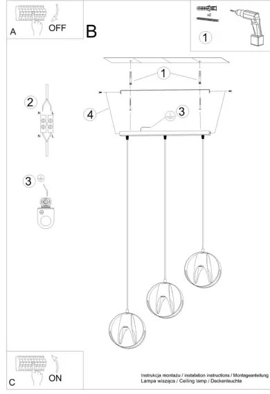 Sollux SL.1085 - Luster na lanku TULOS 3xE27/60W/230V biela