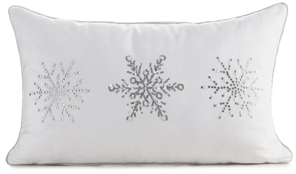 VIANOČNÁ DEKORAČNÁ OBLIEČKA NA VANKÚŠ FLAKE 30X50 CM VZOROVANÁ