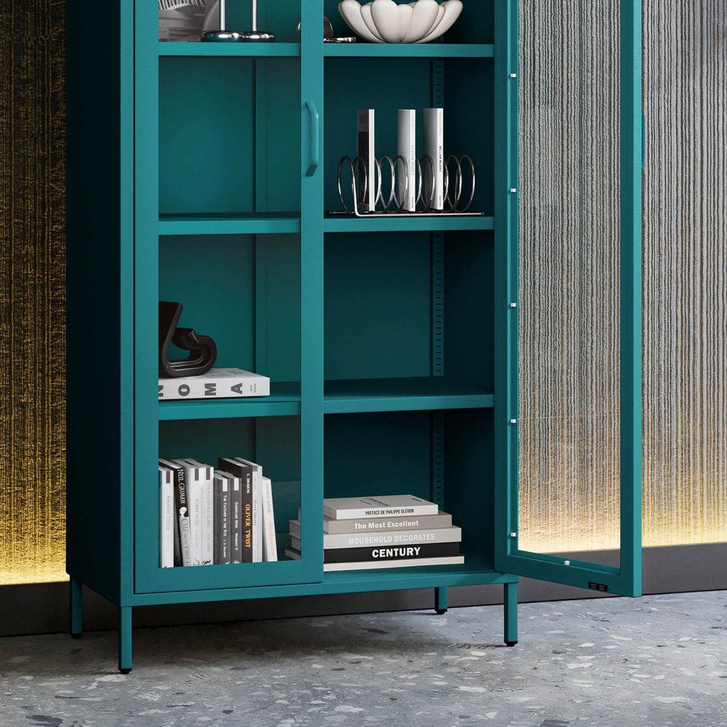 Vitrína ANGELO, 800 x 1850 x 450 mm, Modern: morská modrá