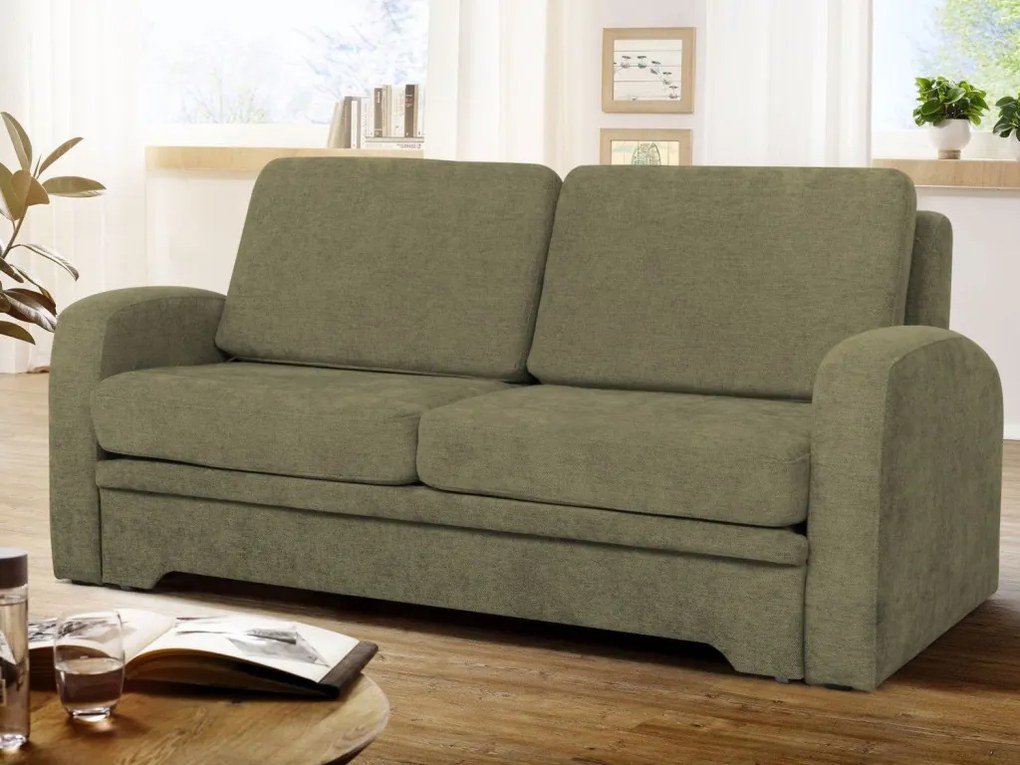 Pohovka s rozkladom Impuls, svetlo olivovo-zelená látka