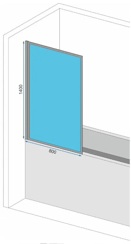 Rea LAGOS FIX - vaňová zástena, 1-krídlová, 80 x 140 cm, čierna-transparentná, REA-K7390