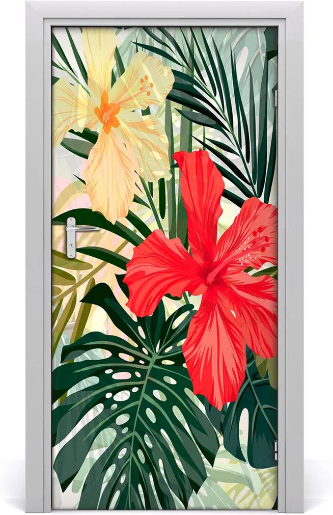Samolepiace fototapety na dvere  Havajskej kvety