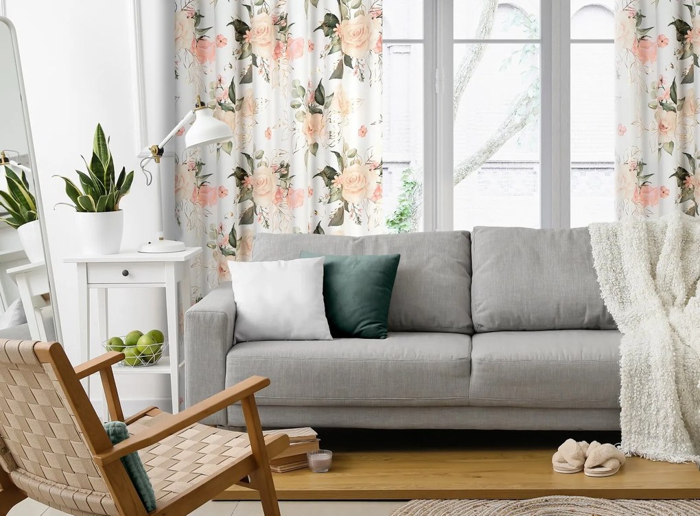 ZÁVES NA PÁSKE ROSE 135X270 CM VZOROVANÁ