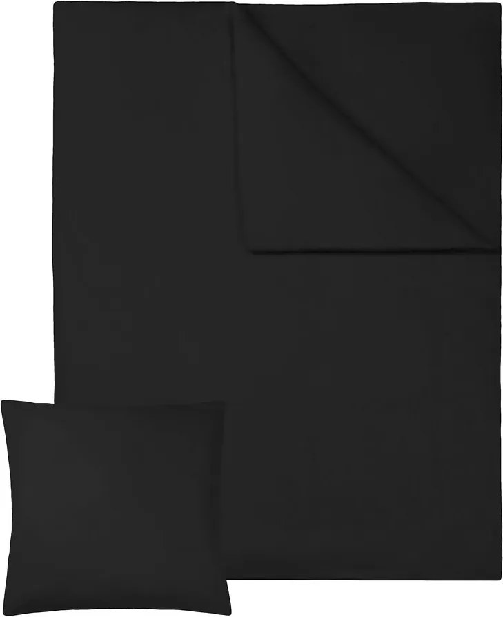 tectake 401935 4 posteľná bielizeň bavlna 200x135cm - černá, 0.50 cm x 135.00 cm