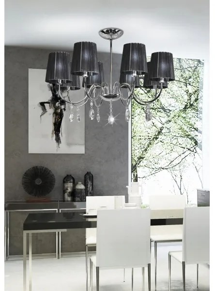 Luster na tyči SORENTO 8xE14/40W/230V čierna