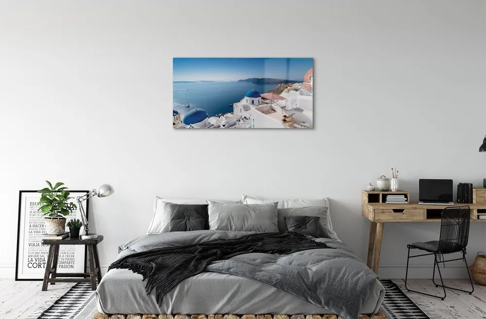 Sklenený obraz Grécko sea panorama budov 100x50 cm 2 Prívesky