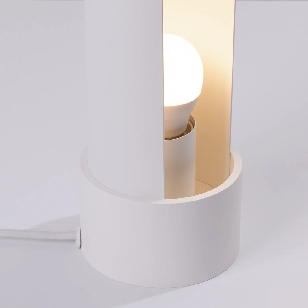Stolná lampa Flash, 1x biele kovové tienidlo